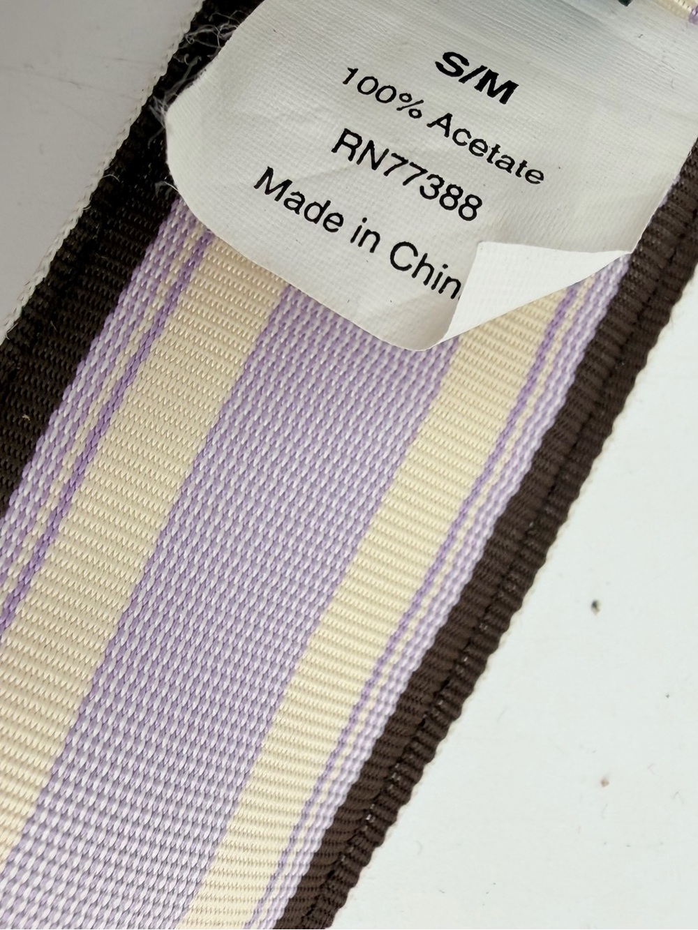 J. Crew Belt Womens S/M Grosgrain Ribbon D-Ring Bambo Purple Striped READ - Picture 4 of 9
